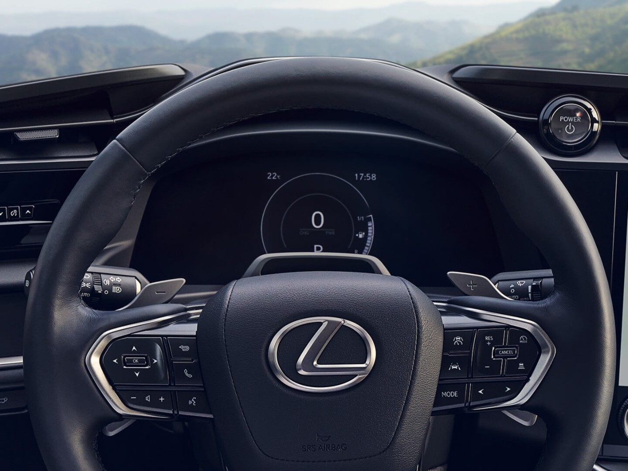 The steering wheel on a Lexus RZ