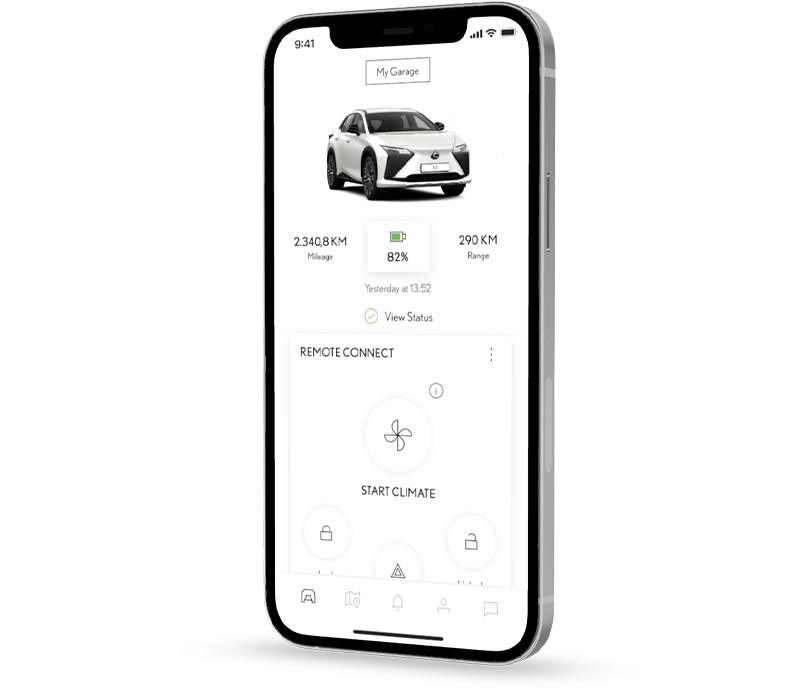 Lexus Link+ app on a mobile phone